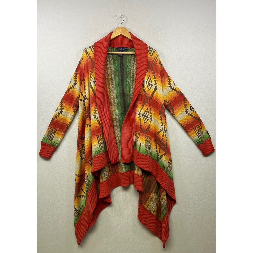 Southwestern Boho Polo Ralph Lauren Womens Large Geometric Cardigan Sweater